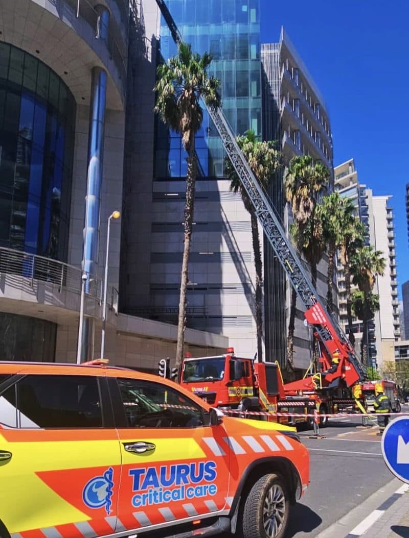 Taurus critical care vehicle at a high-rise incident with a turntable ladder deployed